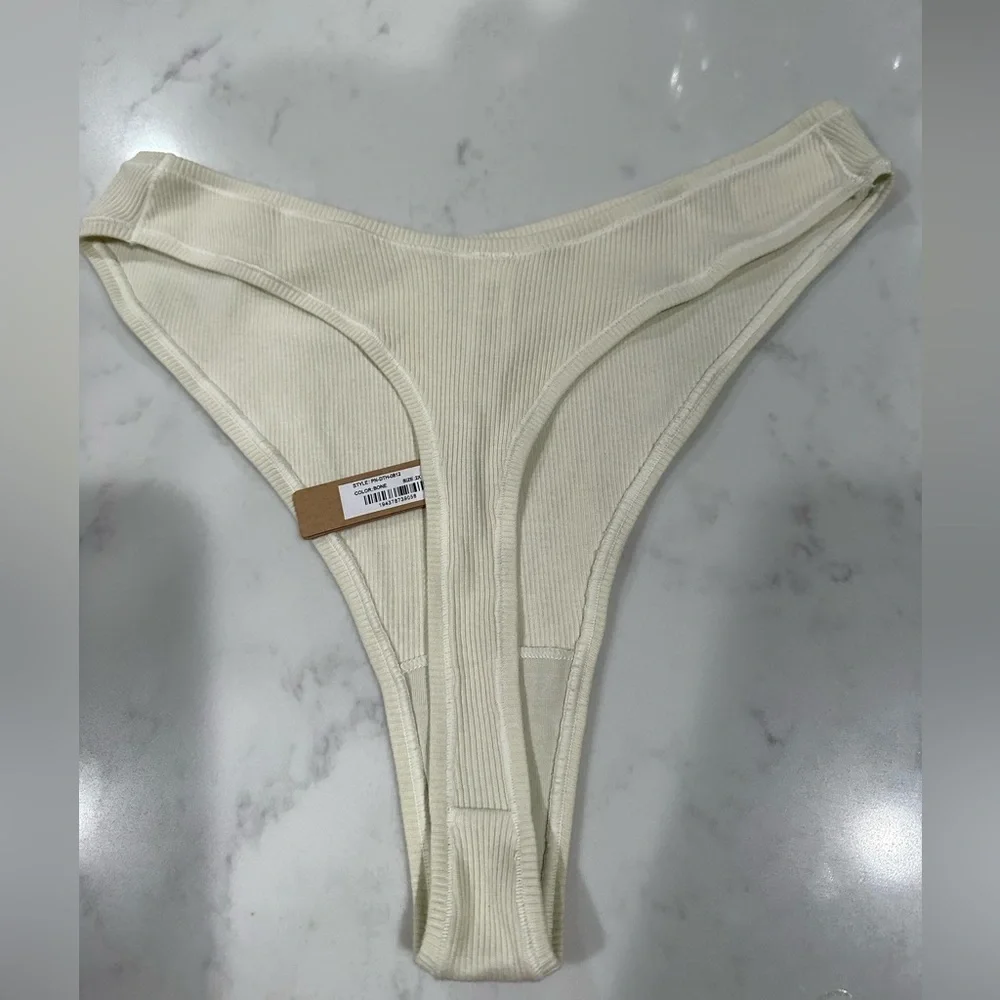SKIMS COTTON JERSEY DIPPED THONG COLOR BONE SIZE 2X